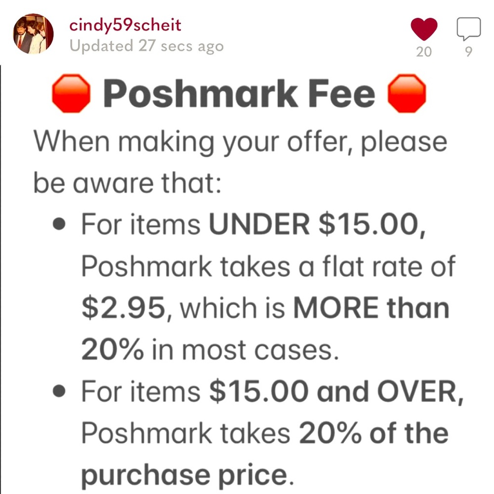 Posh mark fees